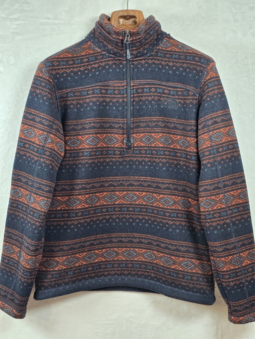The North Face Fair Isle Aztec 1/4 Zip Fleece Pullover Mens Sz.S Sweater